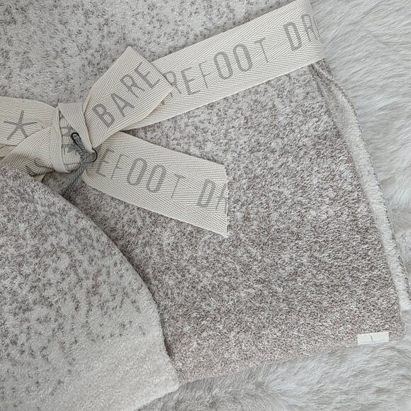 Barefoot Dreams CozyChic Lite Confetti Scarf & Beanie Set Cream Taupe NWT - Picture 5 of 9